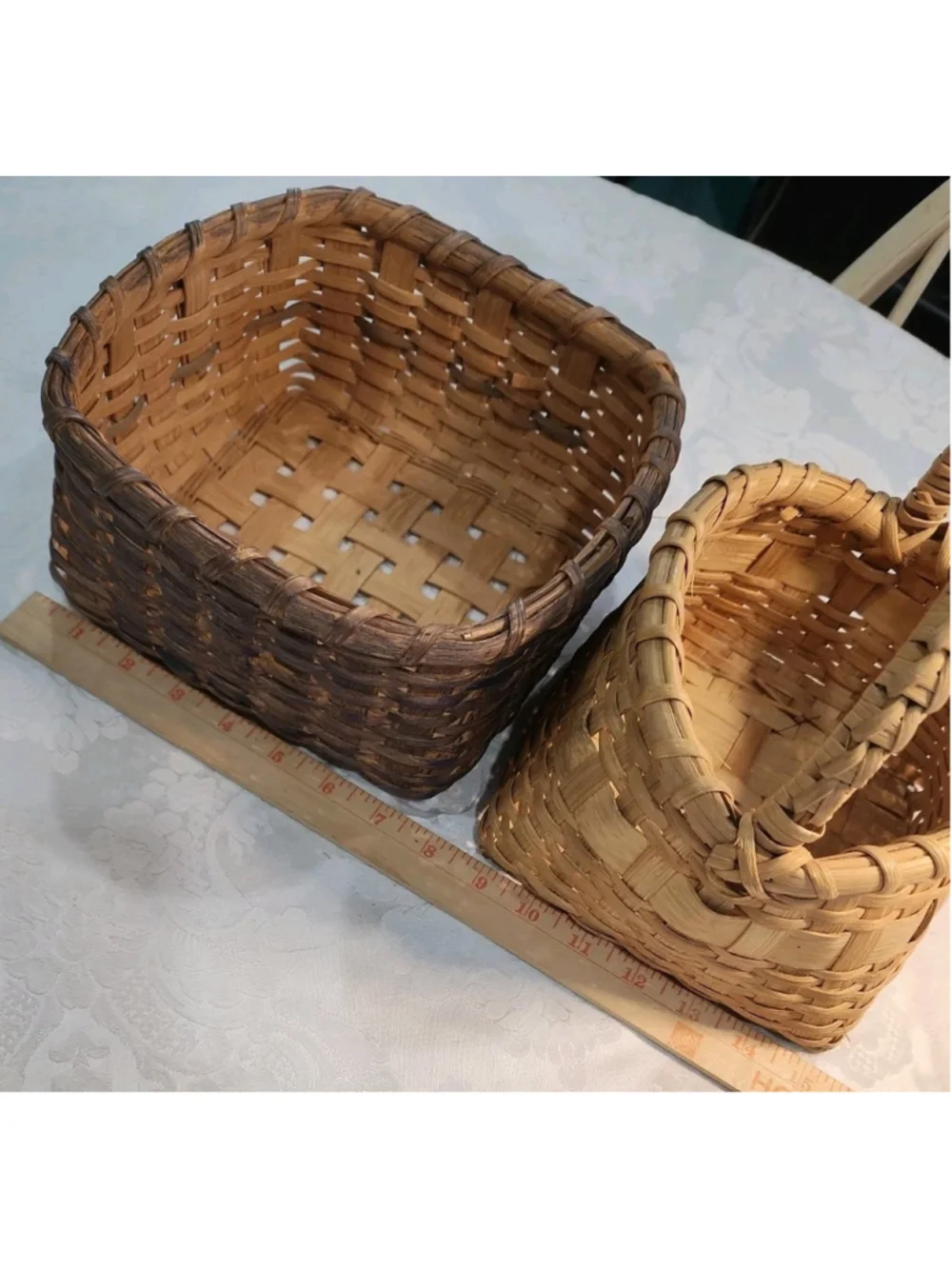 2 Split Wood Baskets, Farmhouse Decor